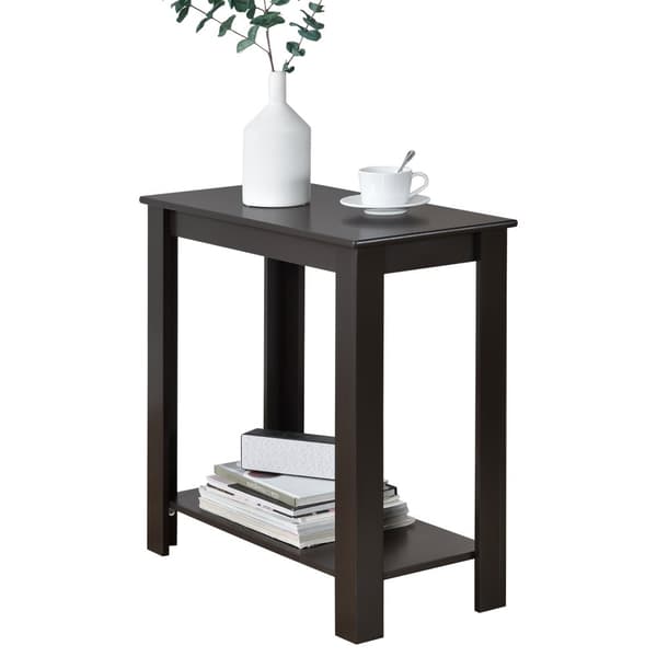 [en.casa]® Soffbord Chur-avlastningsbord-sidobord-sideboard-sängbord-med hylla-61,3x60x30cm-MDF-kaffefärgad