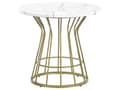 Miniatyrbillede 1 af 6: Sofabord Hvidt med guld MDF-jern ⌀ 50 cm Marmoreffekt Top Metalbund Åbent stel Glamourstil