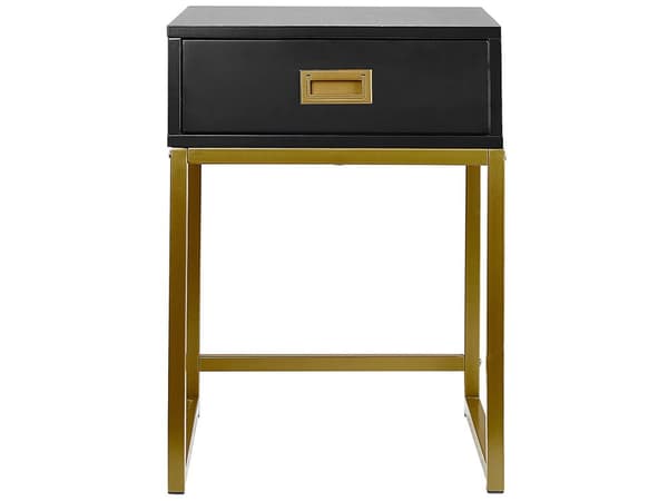 Sidobord Svart med Guld Metallunderrede Förvaringslåda Nattduksbord Glamour