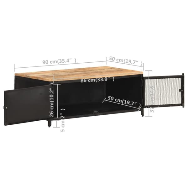 vidaXL sofabord 90x50x37 cm massivt ru mangotræ