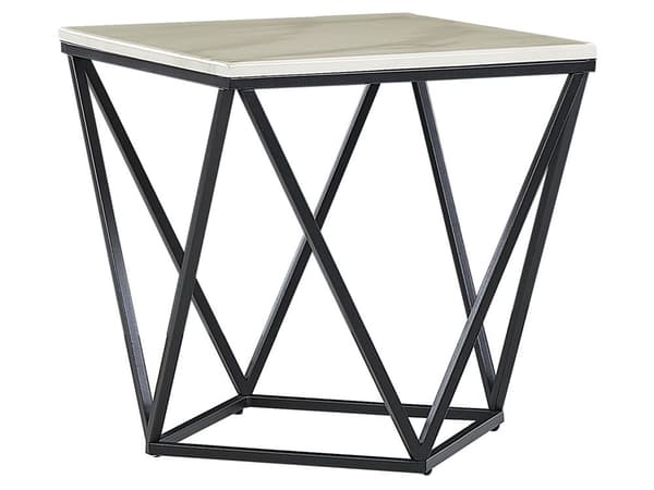 Sivupöytä beige MDF-levy musta metalli 50 x 50 x 50 cm marmorikuvio neliö moderni glamour tyyli