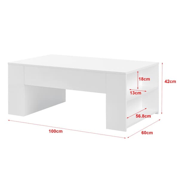 [en.casa] Soffbord Vellinge med förvaring-42x100x60cm-melaminbelagd spånskiva-vit-högglans