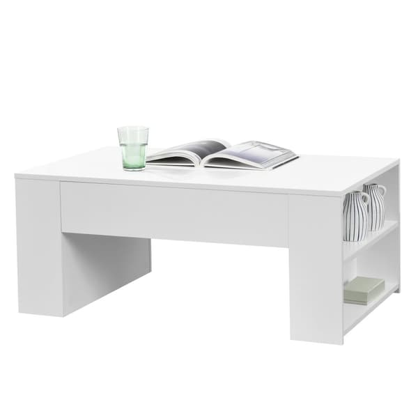 [en.casa] Soffbord Vellinge med förvaring-42x100x60cm-melaminbelagd spånskiva-vit-högglans