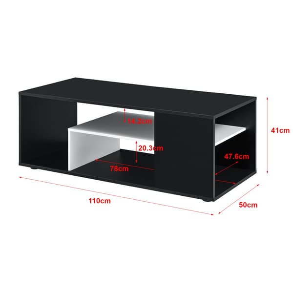 [en.casa] Soffbord Osby-41x110x50cm-melaminbelagd spånskiva-svart-vit