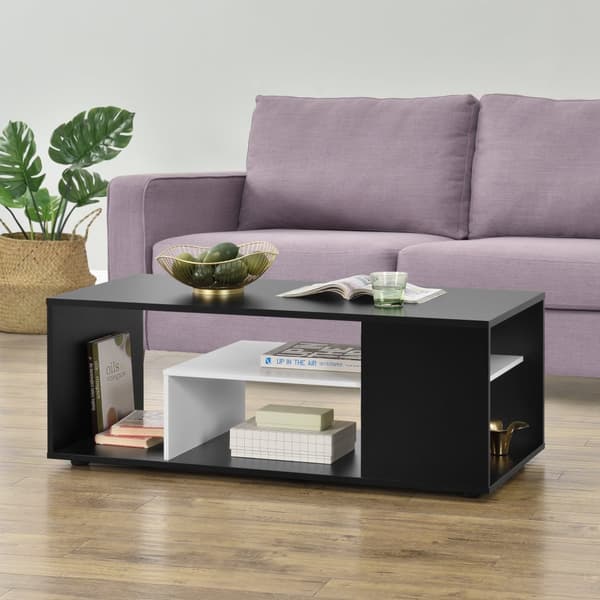 [en.casa] Soffbord Osby-41x110x50cm-melaminbelagd spånskiva-svart-vit