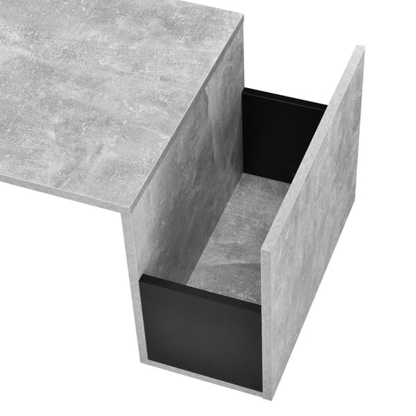 [en.casa] Soffbord Bollnäs med förvaring-90x45x35cm-melaminbelagd spånskiva-grå-betongkänsla-svart