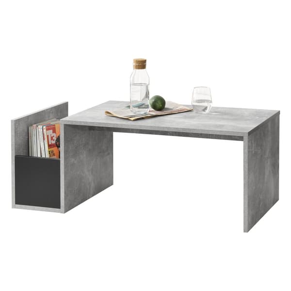 [en.casa] Soffbord Bollnäs med förvaring-90x45x35cm-melaminbelagd spånskiva-grå-betongkänsla-svart