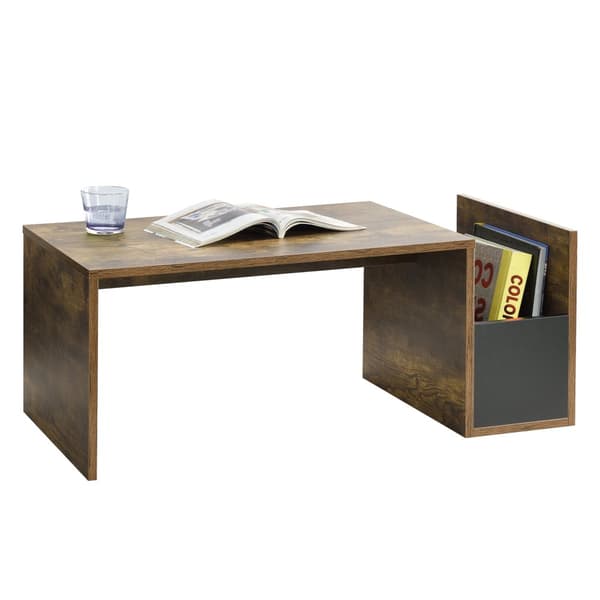 [en.casa] Soffbord Bollnäs med förvaring-90x45x35cm-melaminbelagd spånskiva-ekfärg-svart