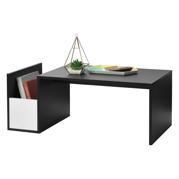 [en.casa] Soffbord Bollnäs med förvaring-90x45x35cm-melaminbelagd spånskiva-svart-vit