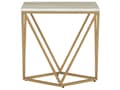 Miniatyrbild 5 av 8: Sidobord Beige Bordsskiva Guld Metallram 50 x 50 cm Marmoreffekt Glam Design
