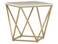Miniatyrbild 1 av 8: Sidobord Beige Bordsskiva Guld Metallram 50 x 50 cm Marmoreffekt Glam Design