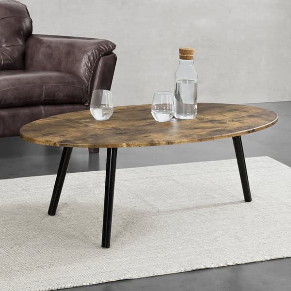 [en.casa]® Soffbord Viborg-109,5x59,5x39,5cm-solitt trä-MDF-PVC-beläggning-svart-mörk träimitation