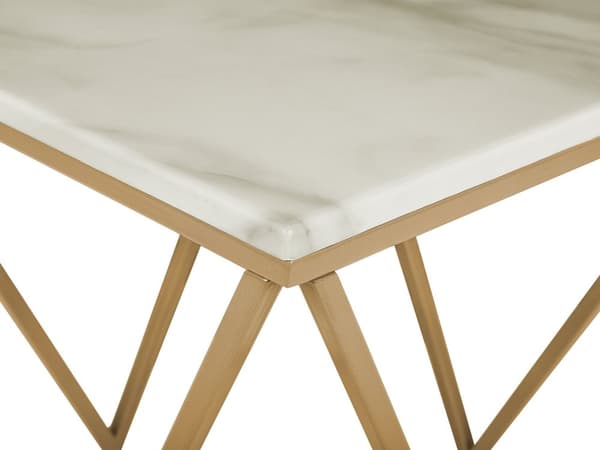 Sidebord Beige Guld Metal MDF 50 x 50 x 50 cm Firkantet Dekorativ Marmor Hjørnebord til Stuen Glamour Moderne stil Inspiration Lampebord