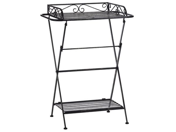 Sidebord Sort metal 40 x 35 cm med Hylde Victoriansk Vintage Stil