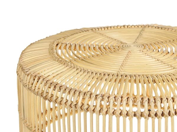 Sofabord Beige Lyst Rattan Træ Natur 84 x 40 cm Dekorativ Stor Rund Rummelig Stue Bord til Have Terrasse Boho Inspiration Design