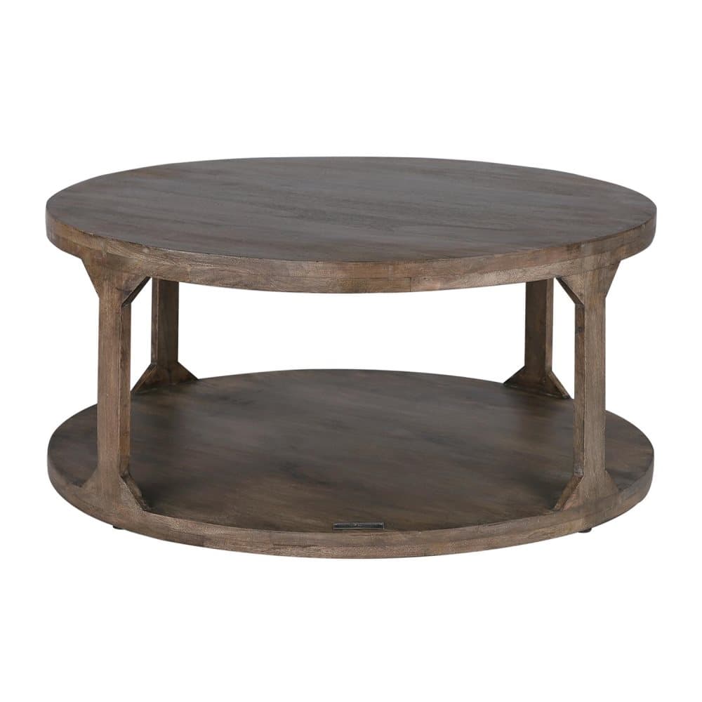 WOMO-DESIGN Oriental soffbord Utrecht Ø75x35 cm rund brun massivt trä mango trä, handsnidade indisk Design Vintage vardagsrum Soffbord Lounge Table