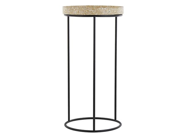 Sæt med 3 Sideborde Sort Metalstel Gennembrudt Base Marmoreffekt Grå Beige Hvid Top