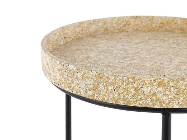 Sæt med 3 Sideborde Sort Metalstel Gennembrudt Base Marmoreffekt Grå Beige Hvid Top