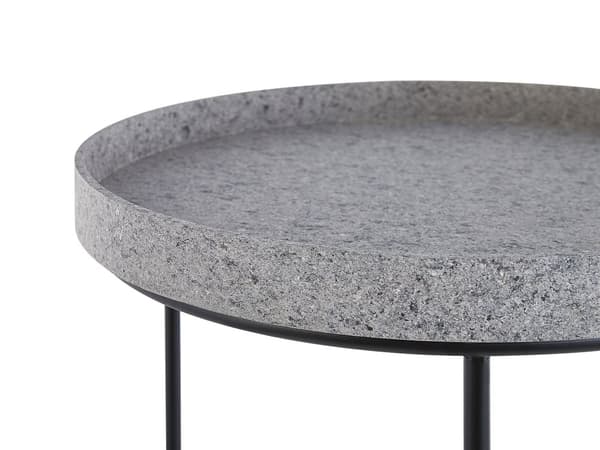 Sæt med 3 Sideborde Sort Metalstel Gennembrudt Base Marmoreffekt Grå Beige Hvid Top