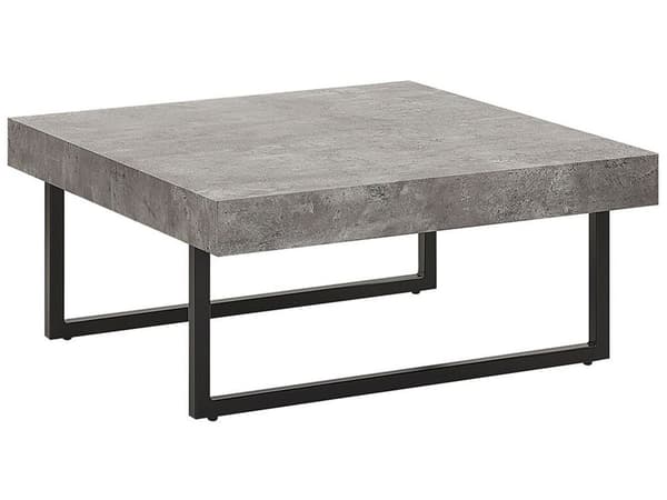 Sofabord Grå MDF og Sort Jern 75 x 75 x 35 cm Dekorativ Hjørnebord i Industriel Beton Effekt Stil Metalben Stue Indretning Tilbehør
