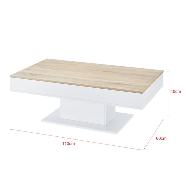 [en.casa]® Soffbord Lünen med inbyggd förvaring-40x110x60cm-ljus träimitation-vit-melaminbelagd spånskiva