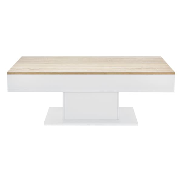 [en.casa]® Soffbord Lünen med inbyggd förvaring-40x110x60cm-ljus träimitation-vit-melaminbelagd spånskiva