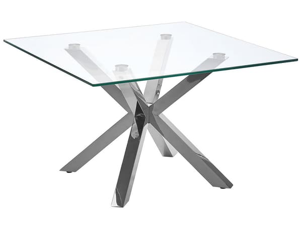 Soffbord Glasskiva Genomskinlig Silver Sidobord Kvadratisk Vardagsrum Modern
