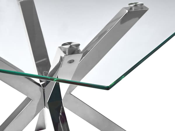 Sofabord Sølv Glas 70 x 70 cm Blanke Metalben Moderne Firkantet Stue Soveværelse