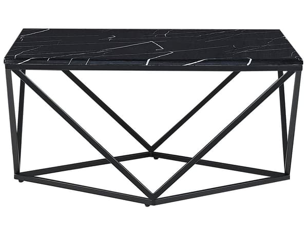 Sofabord Sort Metal MDF 80 x 80 x 40 cm Firkantet Dekorativ Marmor Bordplade til Stuen Glamour Moderne stil Inspiration Tilbehør