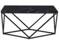 Miniatyrbillede 4 af 7: Sofabord Sort Metal MDF 80 x 80 x 40 cm Firkantet Dekorativ Marmor Bordplade til Stuen Glamour Moderne stil Inspiration Tilbehør