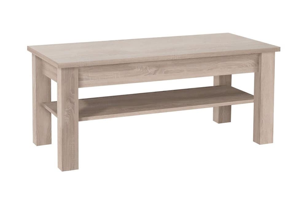 CEZAN Soffbord 110 cm med Förvaring Hylla Beige/Grå