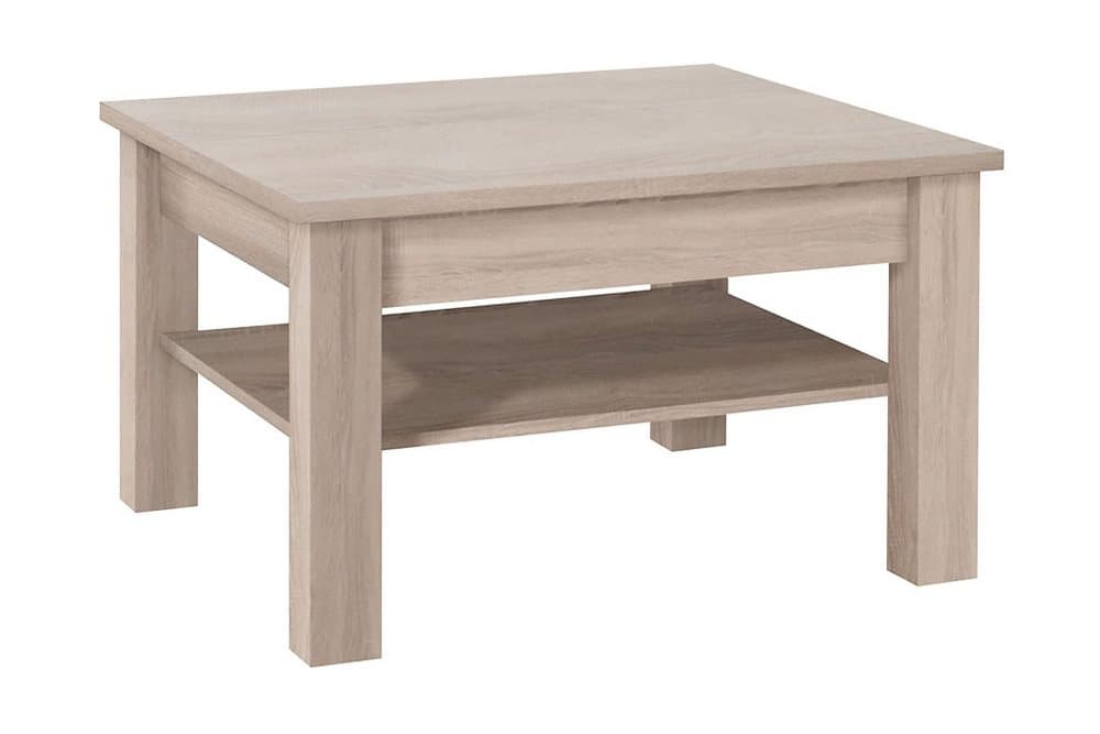 CEZAN Soffbord 80 cm med Förvaring Hylla Beige/Grå