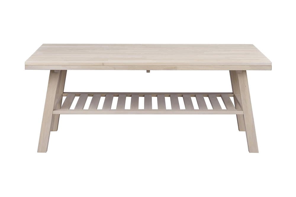 COMIMEI Soffbord 130 cm med Förvaring Hylla Vitlaserad Ek