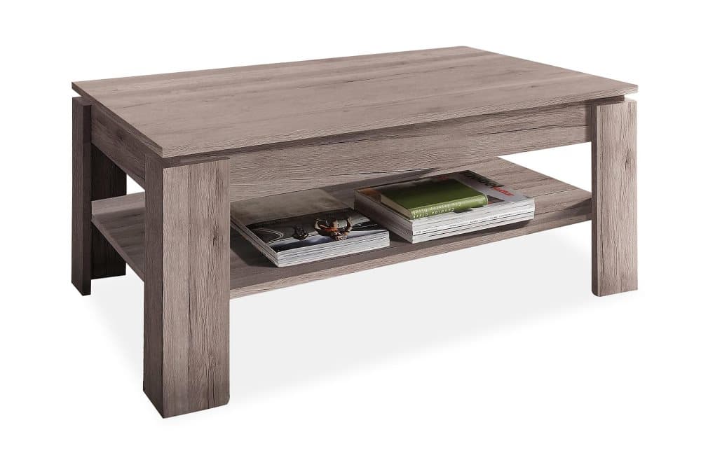 FRANTA Soffbord 110 cm med Förvaring Hylla Mörk Ekfärg/Ljusg
