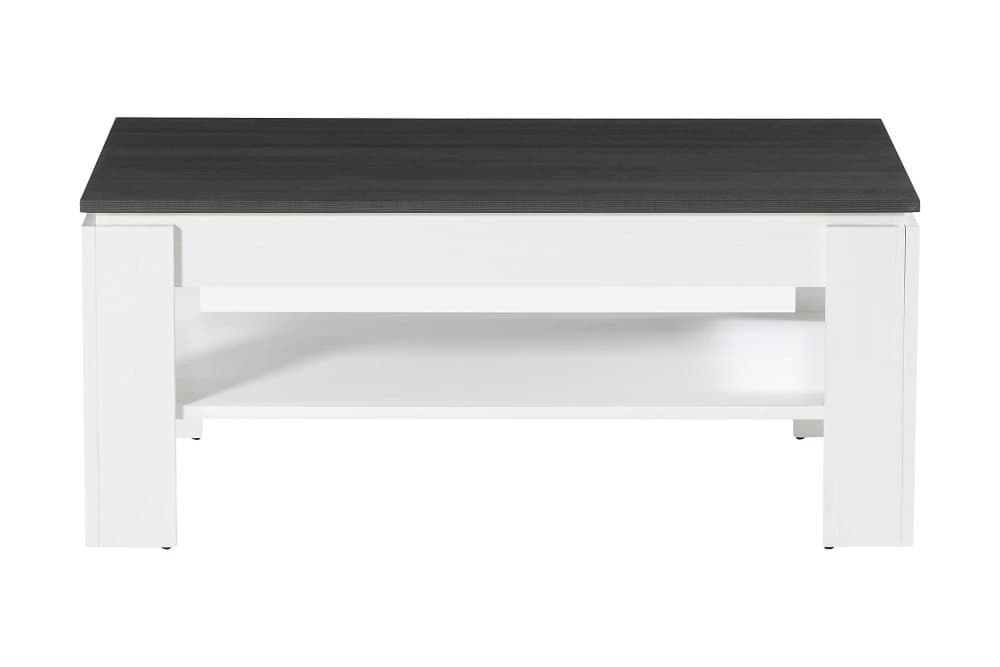 FRANTA Soffbord 110 cm med Förvaring Hylla Vit/Mörkgrå