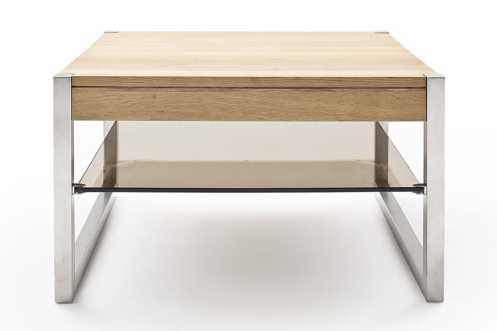 TURMIL Soffbord 65 cm med Förvaring Hylla Natur/Krom