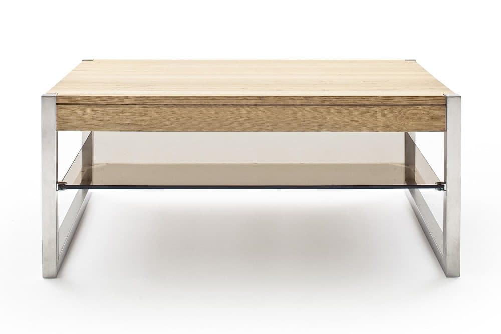 TURMIL Soffbord 105 cm med Förvaring Hylla Natur/Krom