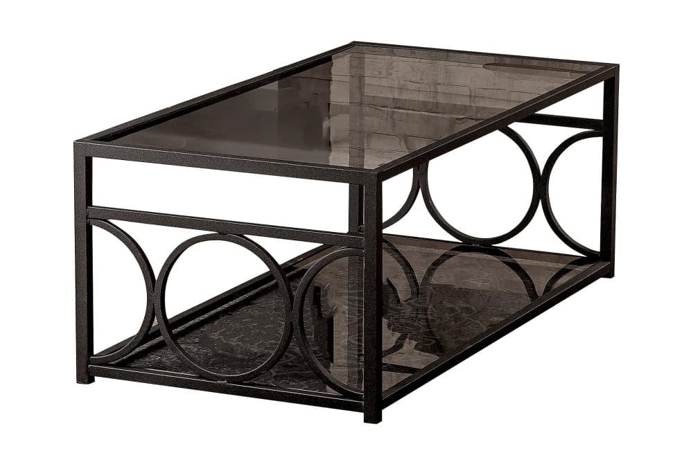 TORIANA Soffbord 120 cm med Förvaring Hylla Glas/Svart