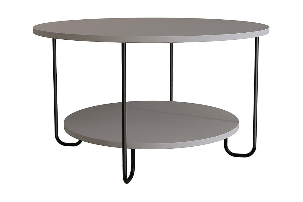 BEDDINGESTRAND Soffbord 80 cm Runt med Förvaring Hylla Grå/S