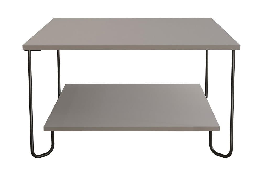 UTTORP Soffbord 80 cm med Förvaring Hylla Ljusgrå/Svart