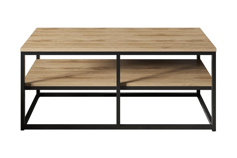 LAMMAKULLA Soffbord 110 cm med Förvaring Hylla Brun/Svart