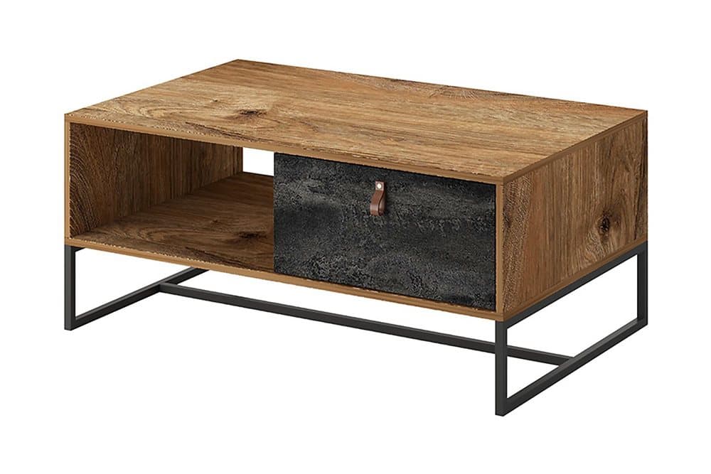 APPLEKULLA Soffbord 104 cm m Förvaring 2 Lådor+Hylla Ekfärg/