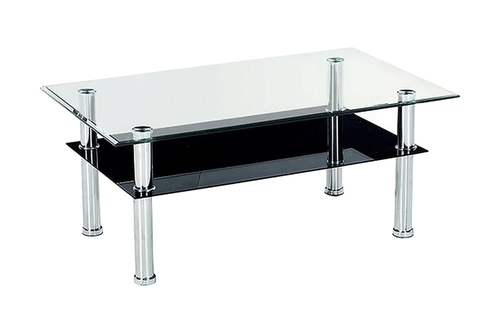 BISETTE Soffbord 104 cm med Förvaring Hylla Glas/Svart