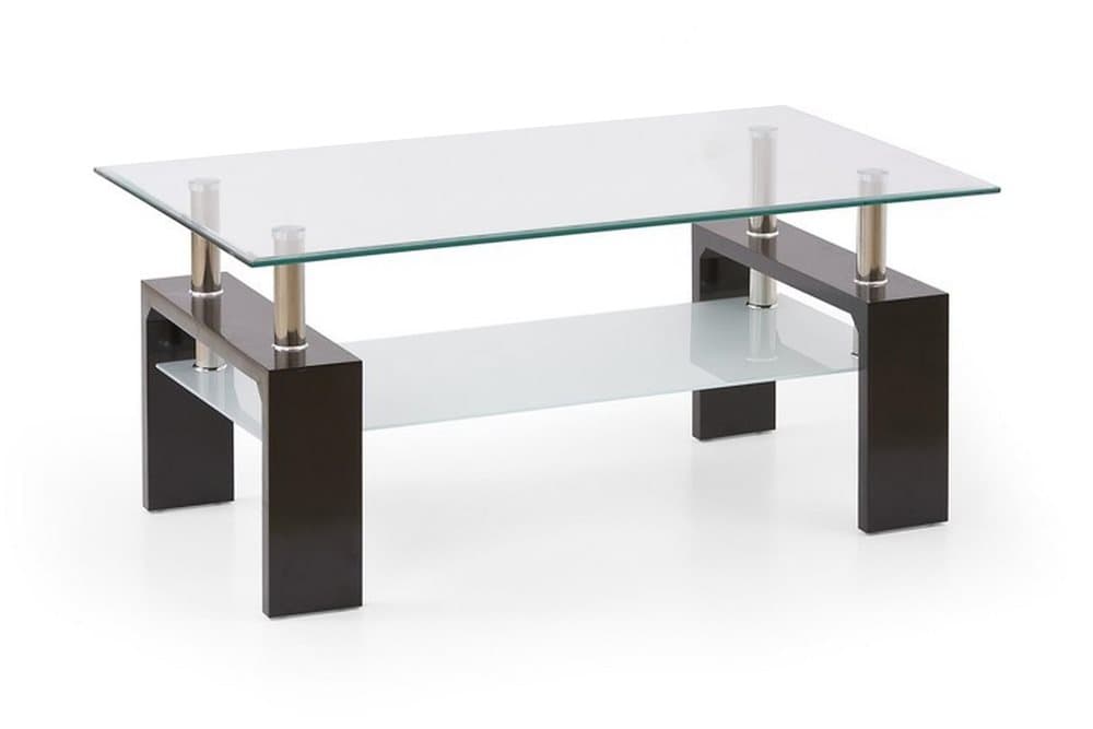 MINELLI Soffbord 100 cm med Förvaring Hylla Glas/Brun