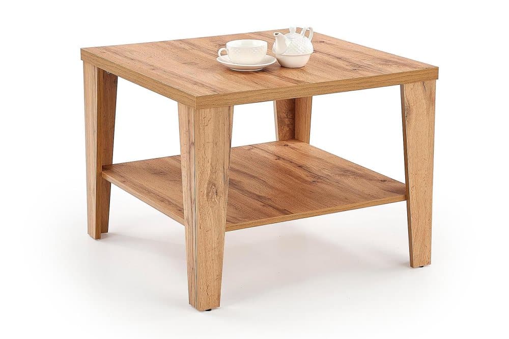 HEREDIA Soffbord 70 cm med Förvaring Hylla Ekfärg