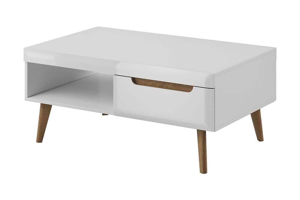 NORANE Soffbord 107 cm med Förvaring Hylla + Låda Beige/Grå/