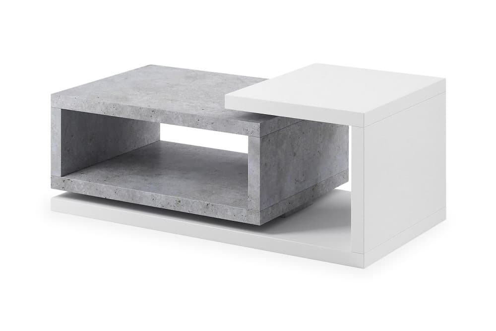 CHRITINIA Soffbord 120 cm med Förvaring Hylla Vit/Betonggrå