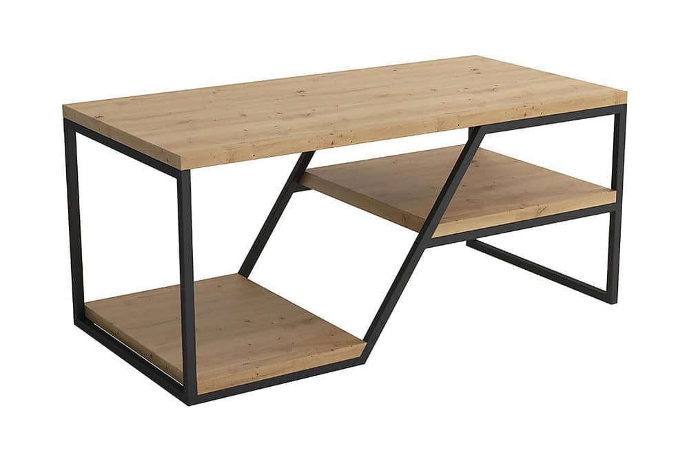 LISKEARD Soffbord 100 cm med Förvaring Hylla Natur/Svart