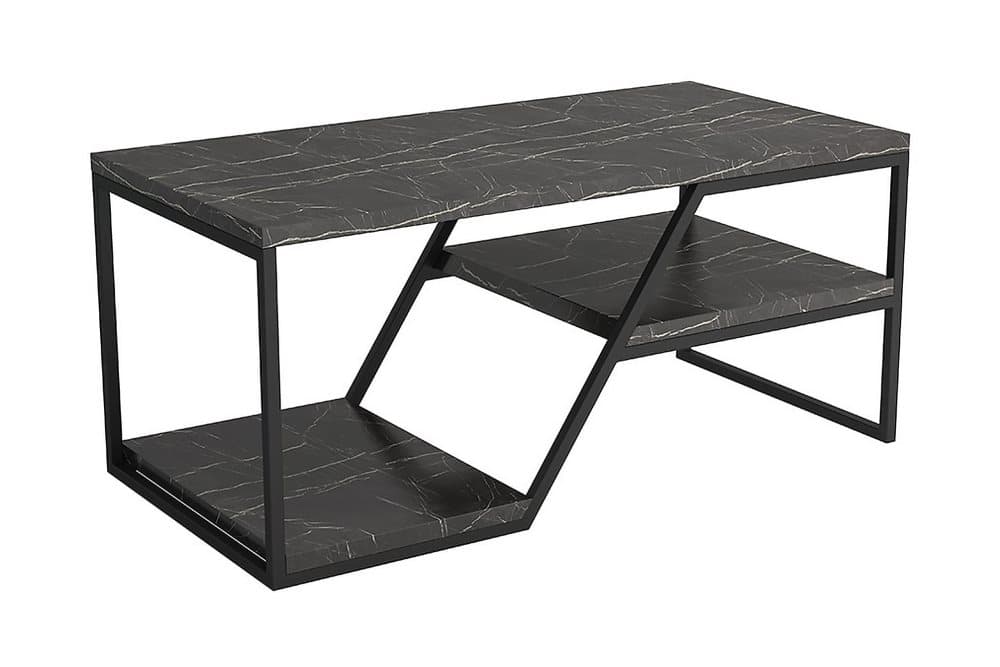 LISKEARD Soffbord 100 cm med Förvaring Hylla Marmormönster S