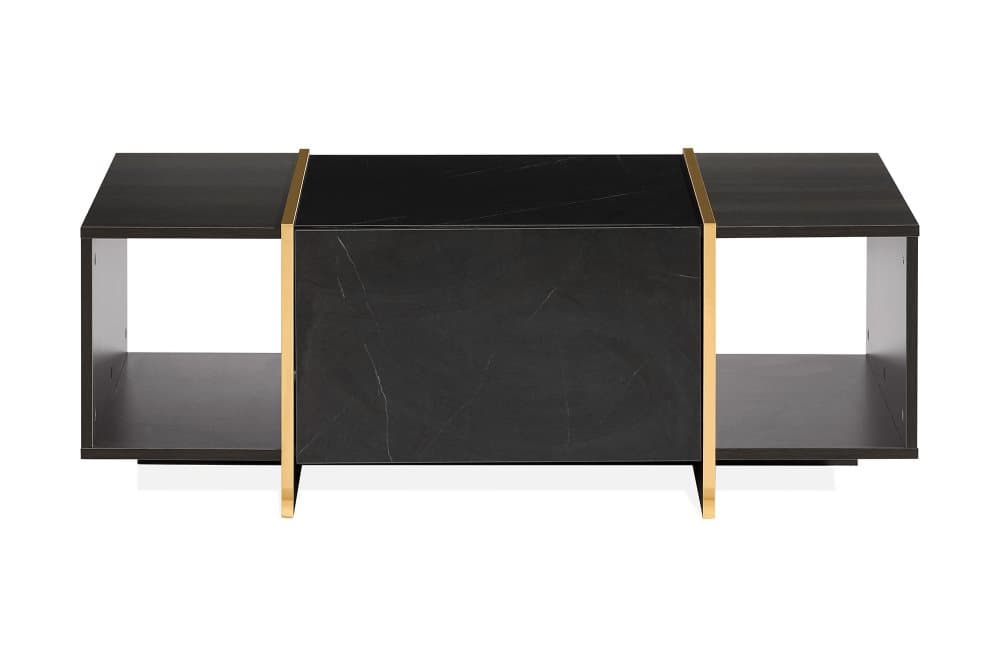 LAVENHAM Soffbord 104 cm med Förvaring Lådor + Hyllor Svart/